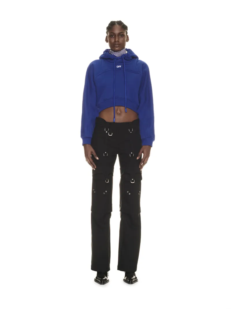 OFF STAMP ROUND CROP HOODIE 