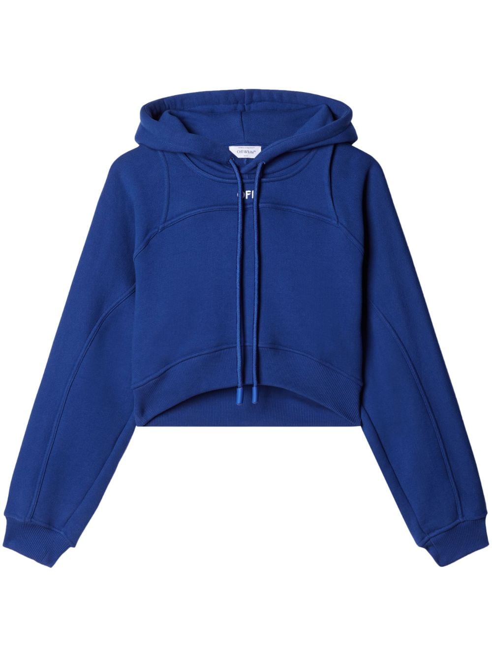 Shop Off-white Off-stamp Cropped Hoodie In Blue
