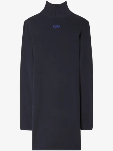 Off-White kort intarsiastrikket kjole med logo