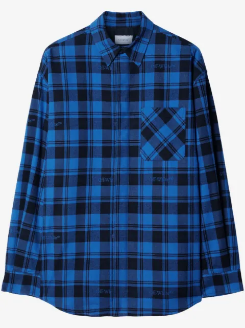 Off-White camisa con motivo de cuadros