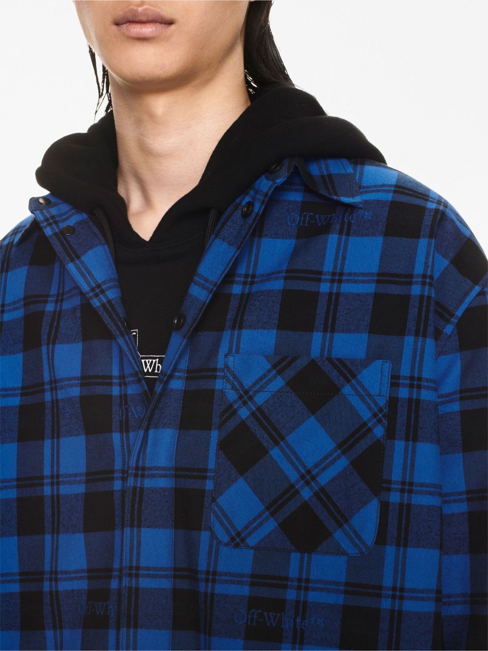 Off White Checked Flannel Shirt Blue FARFETCH UK