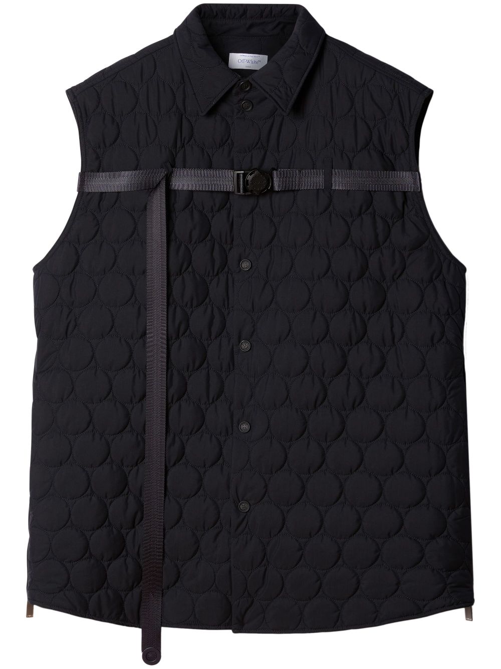 Off-white Quilted Buckled Vest In Black