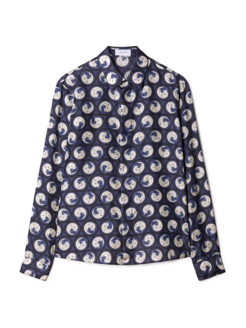 MOON AO SILK SHIRT DARK BLUE BLACK  NO C