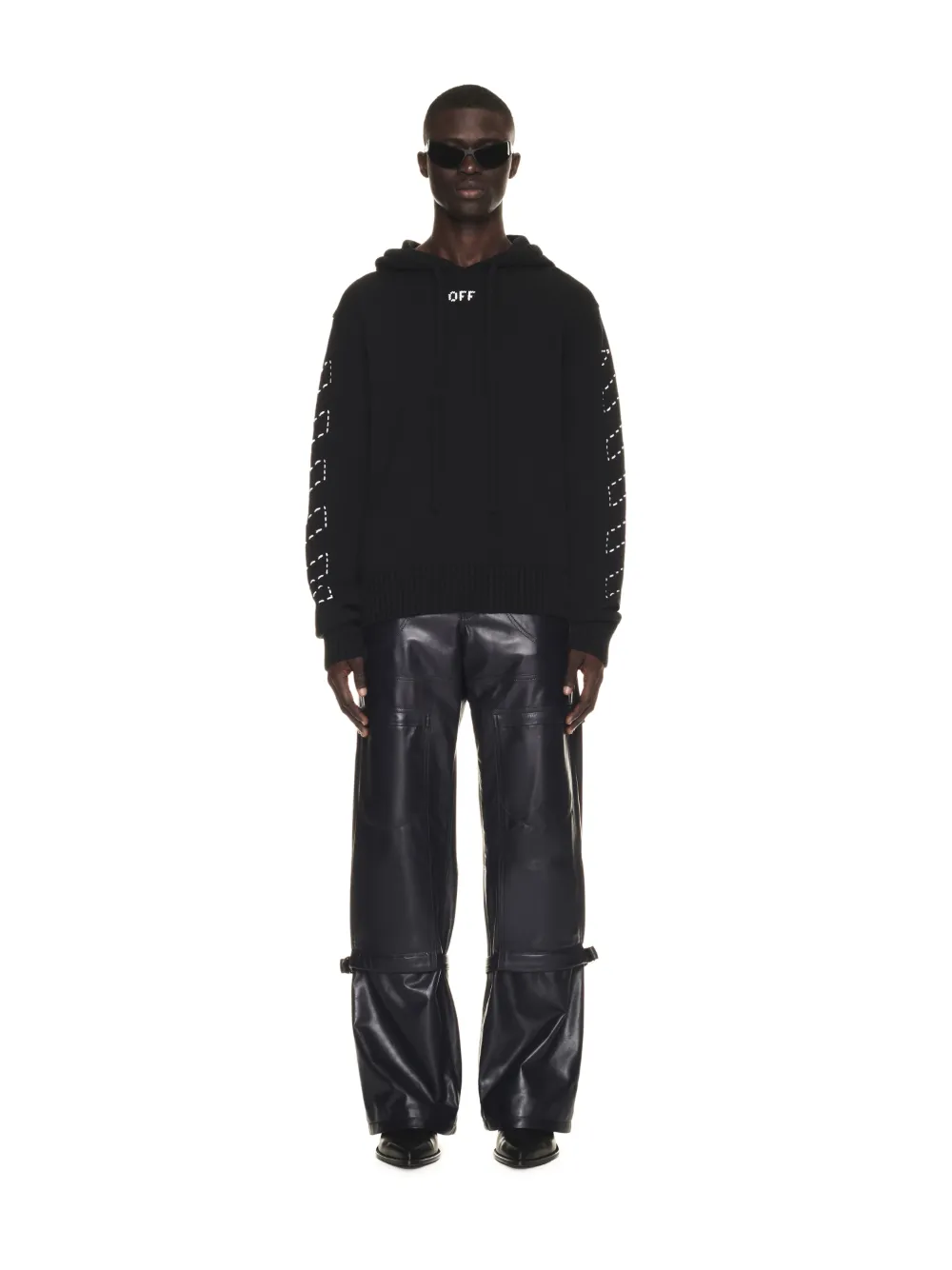 STITCH ARR DIAGS KNIT HOODIE in black | Off-White™ Official CA