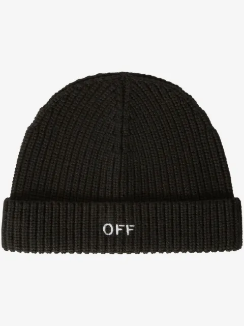 Off-White bonnet en maille nervurée brodée 