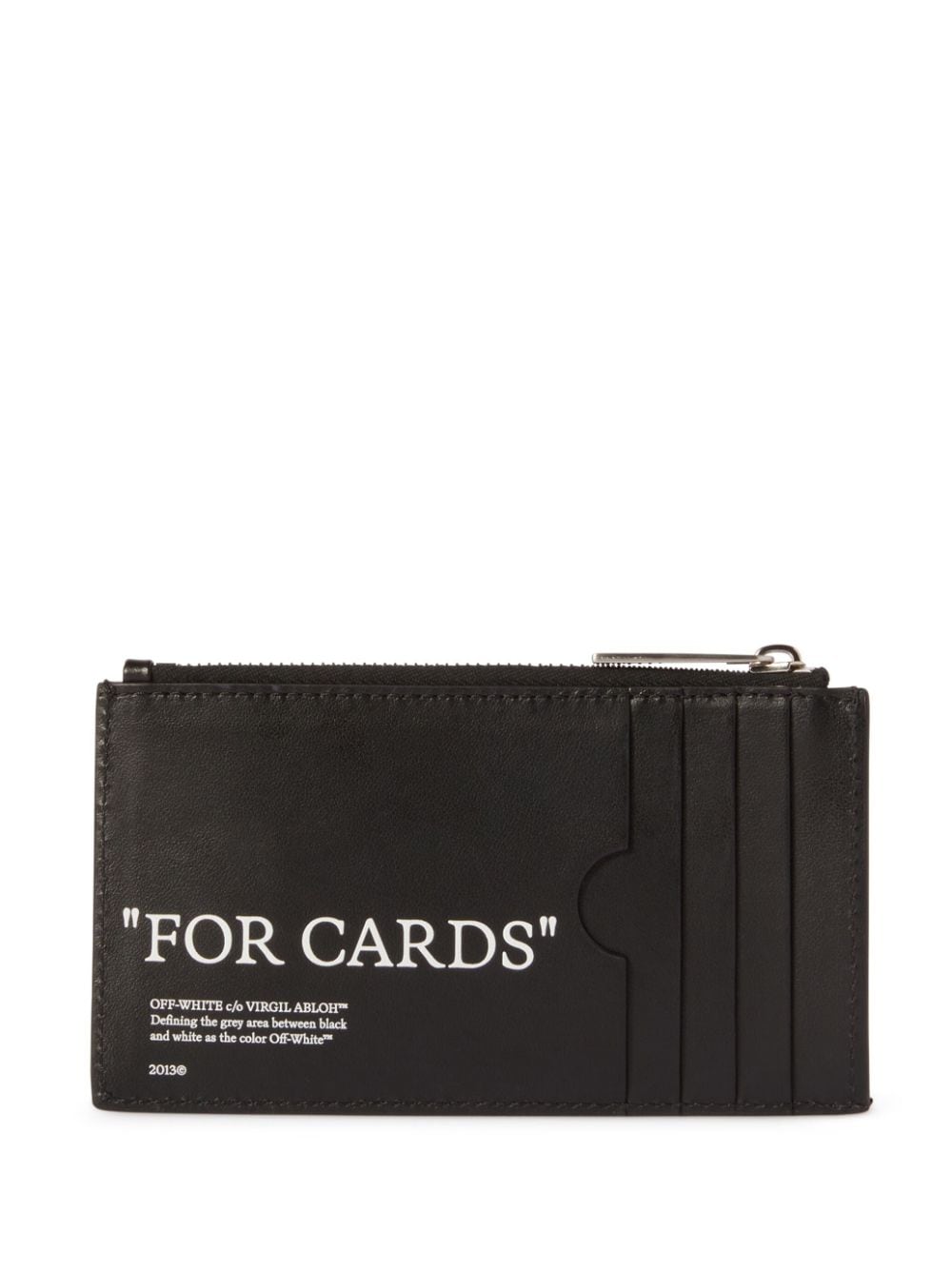 Shop Off-white Quote-print Leather Cardholder In Black