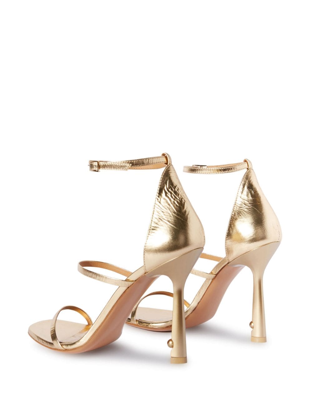 Shop Off-white Strappy Leather Sandals In Gold