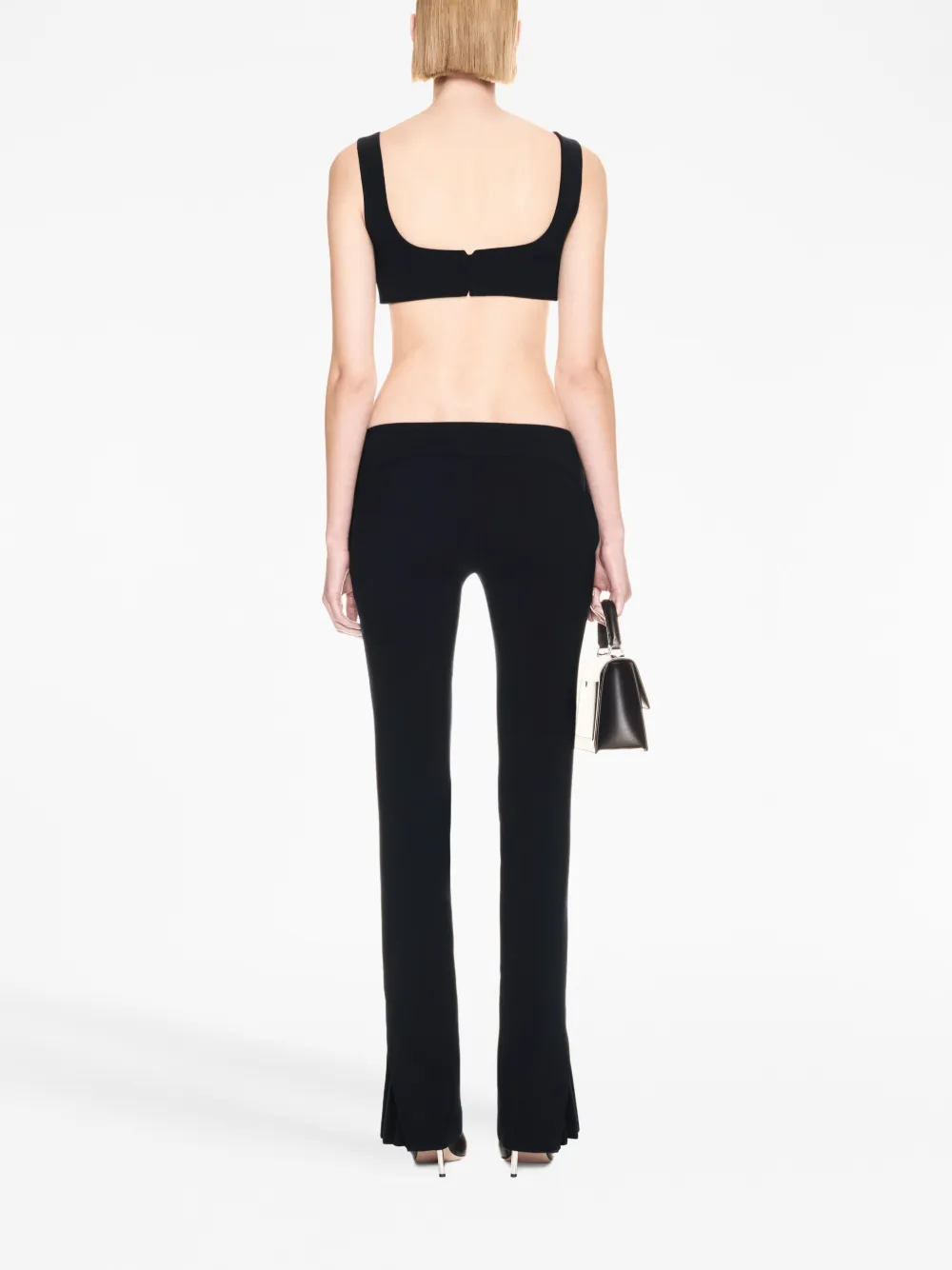 Cheap Off-White belted flared virgin-wool trousers Women