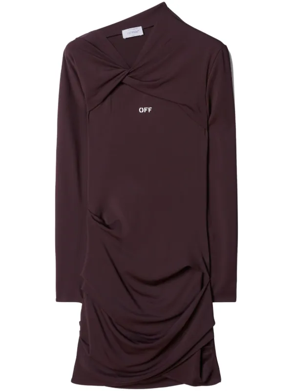 Off-White Off Stamp Twist-detail Minidress in Brown