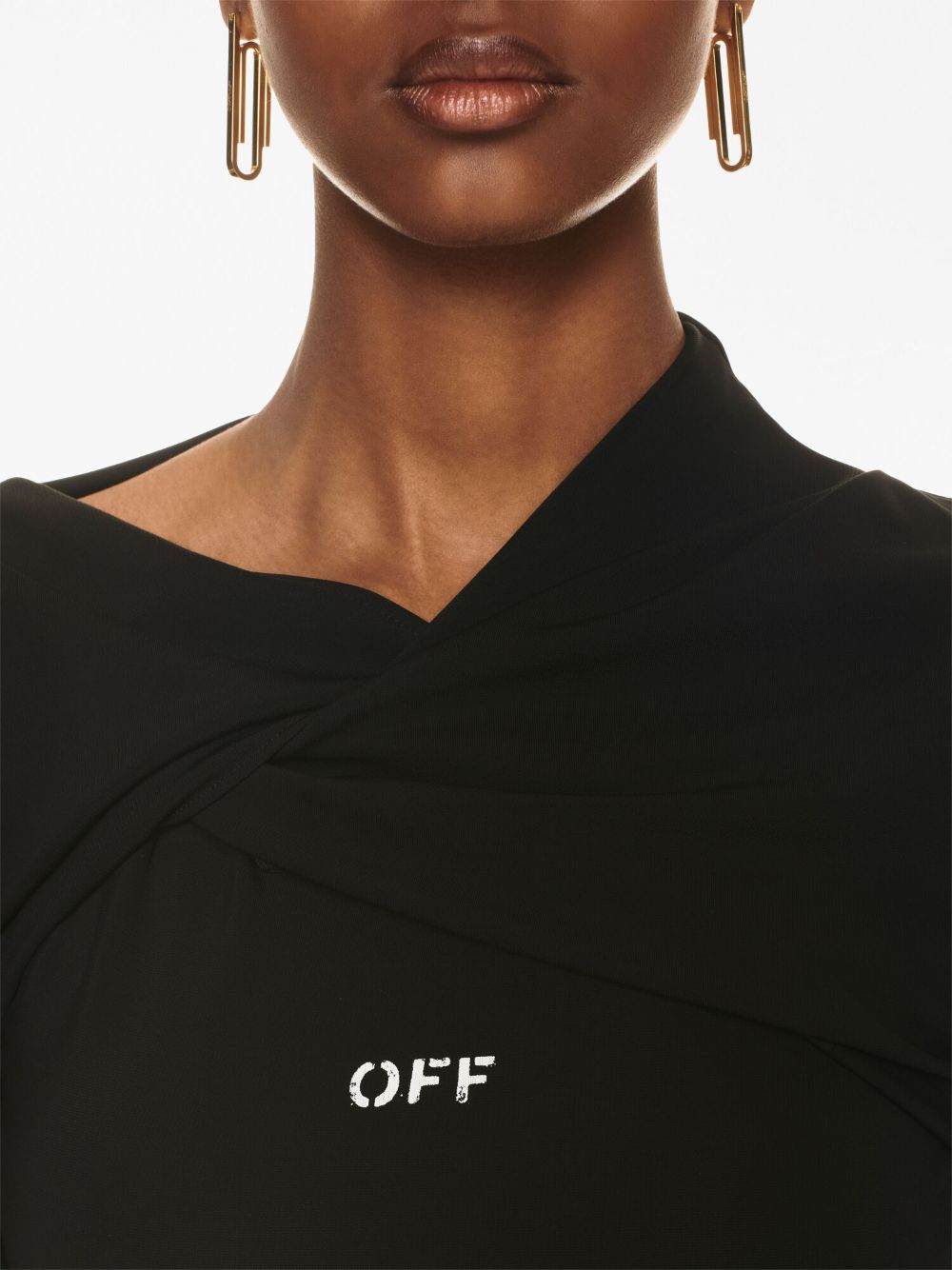 Shop Off-white Off Stamp Twist-detail Minidress In Black