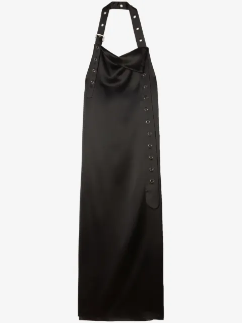 Off-White belt-detail satin maxi dress