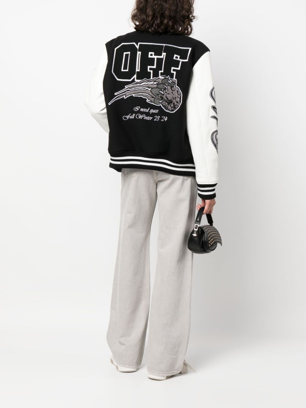 Shop Off-white Meteor Moon Bomber Jacket In Black