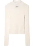 Off-White OFF-logo open-knit top - Neutrals