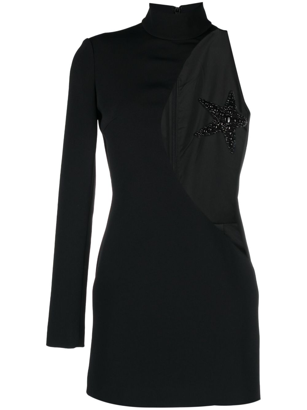David Koma Asymmetric Mesh-panel Mini Dress In Black