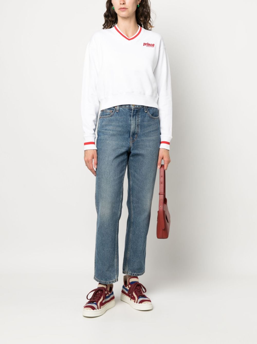 Shop Sporty And Rich X Prince Sporty V-neck Sweatshirt In White