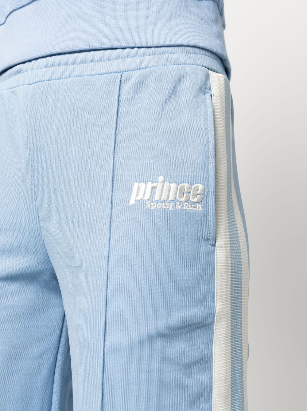 Shop Sporty And Rich Logo-embroidered Straight-leg Track Pants In Blue