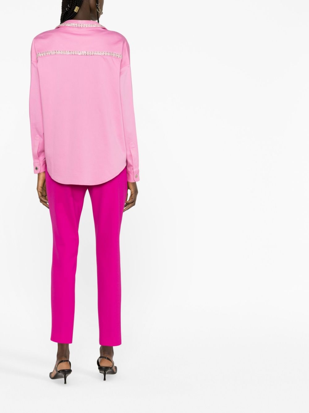 DES PHEMMES crystal-embellished long-sleeve shirt - Roze