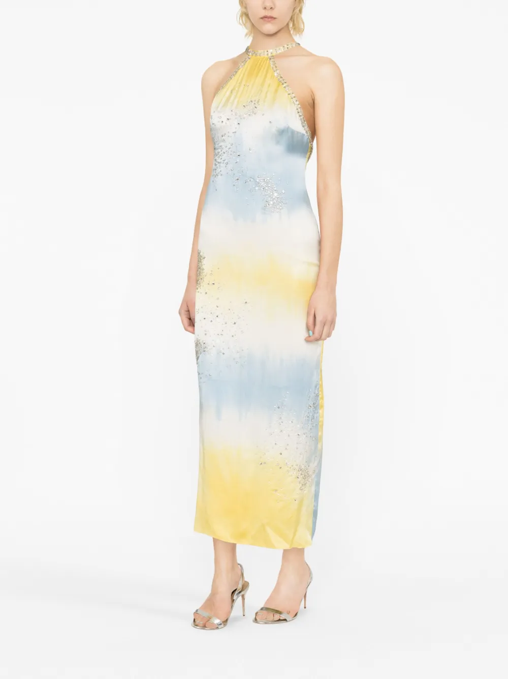 DES PHEMMES crystalembellished Silk Midi Dress Farfetch