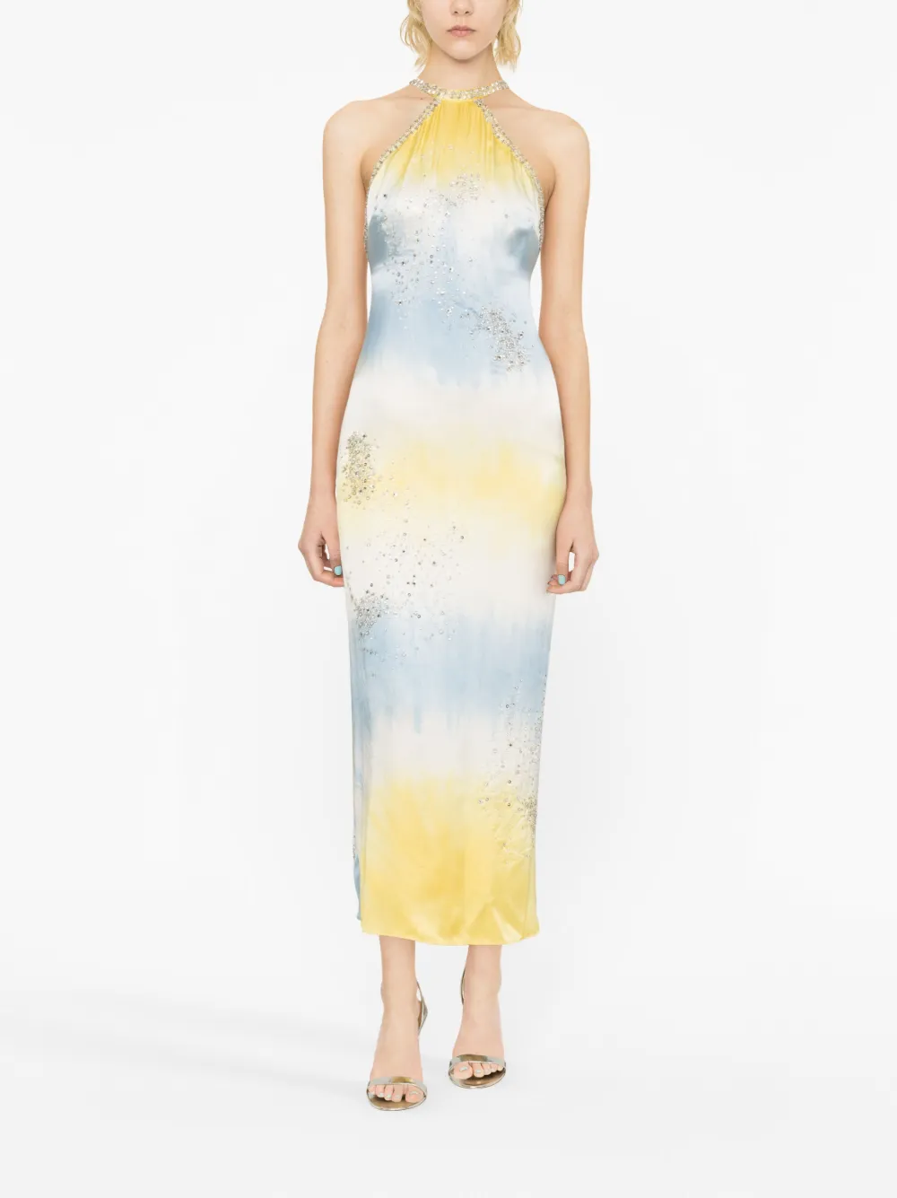 DES PHEMMES crystalembellished Silk Midi Dress Farfetch
