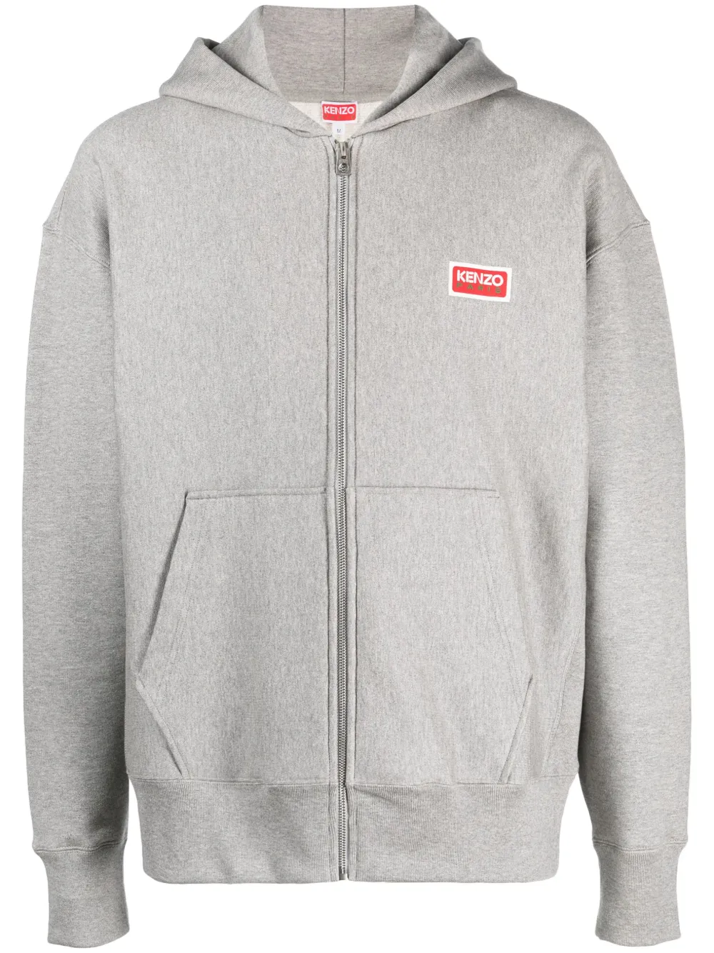 Kenzo Logo-print Zip-up Hoodie In Grey