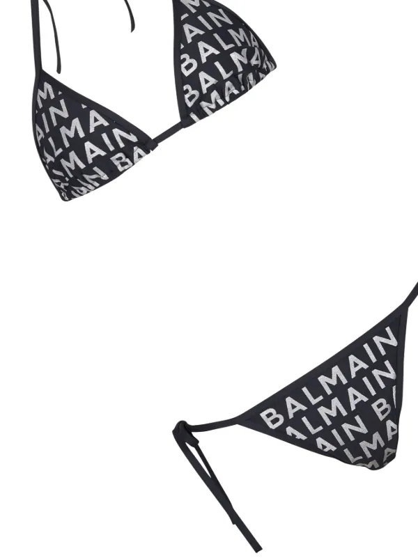 BALMAIN 関税送料込 ロゴデザイン ビキニ ブラック Balmain logo-print Bikini Set | Black | FARFETCH JO