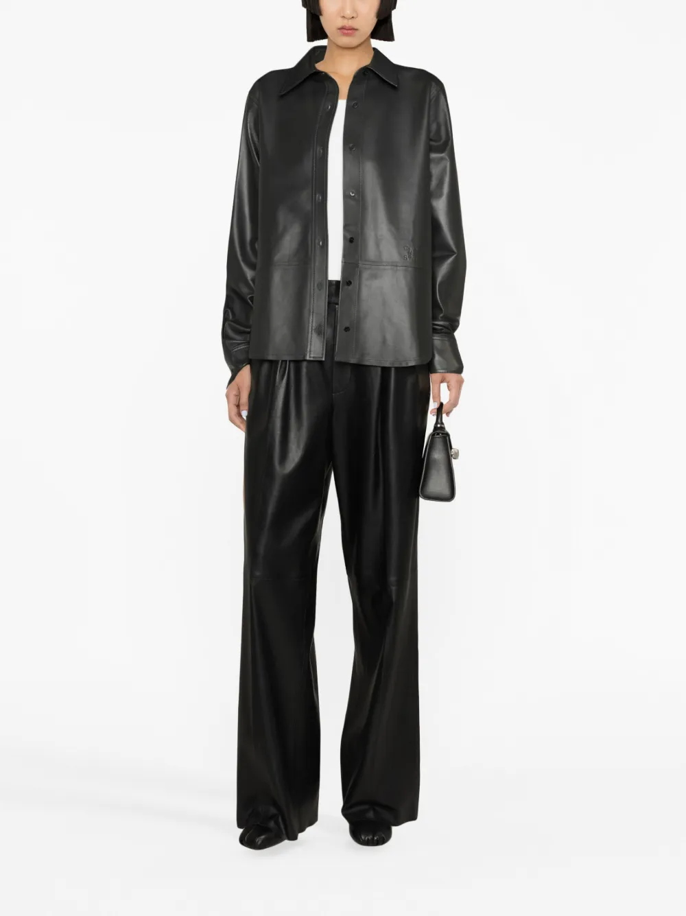 Closed Leren blouse - Zwart
