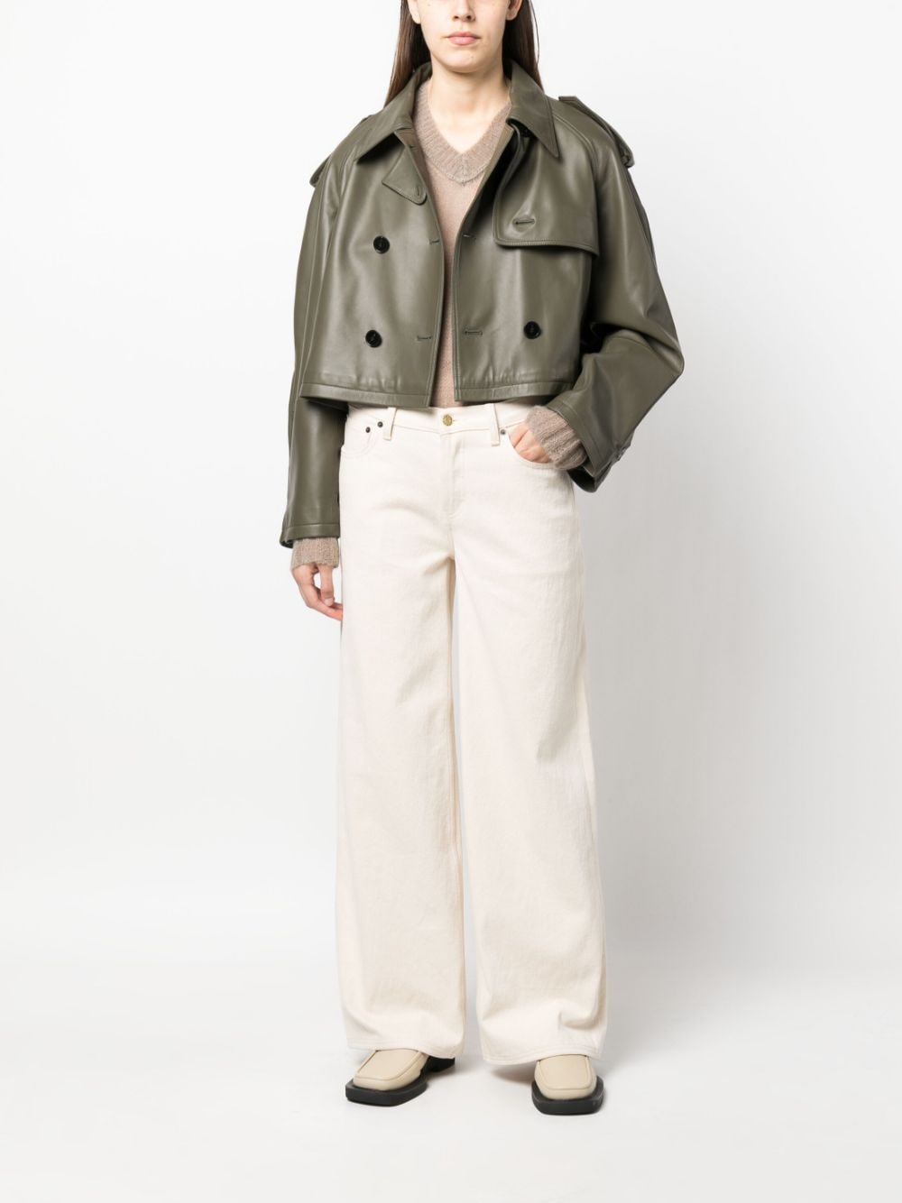 Closed Cropped Leather Trench Jacket - Farfetch