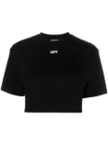 Off-White logo-print cropped cotton T-shirt - Black