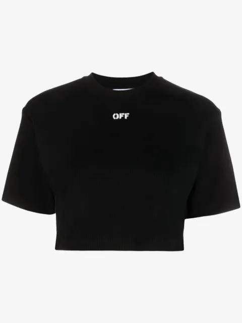 Off-White logo-print cropped cotton T-shirt