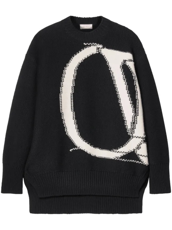 Off White Ow Maxi logo intarsia Jumper Farfetch
