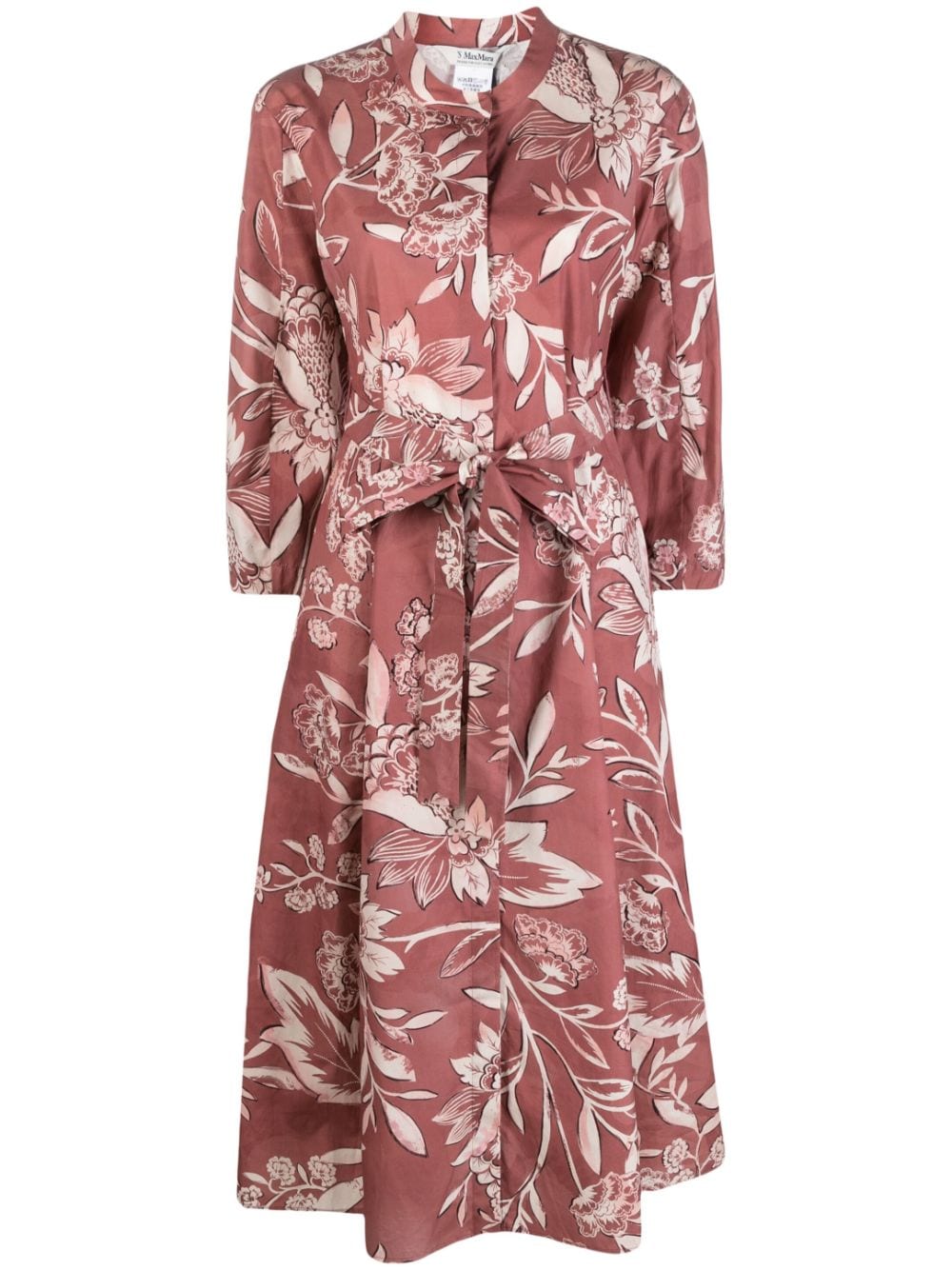 Max Mara Floral-print Cotton Midi Dress In Pink | ModeSens