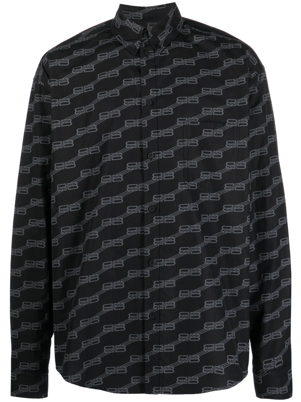 Shop Balenciaga Bb Monogram Cotton Shirt In 黑色