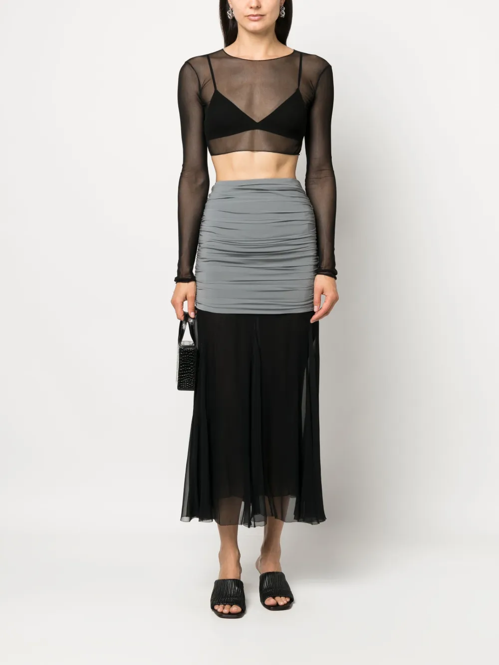Tory Burch gathered silk skirt - Zwart