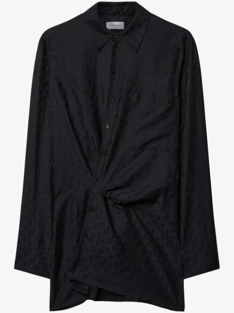 Off-White vestido camisero con motiv Off en jacquard