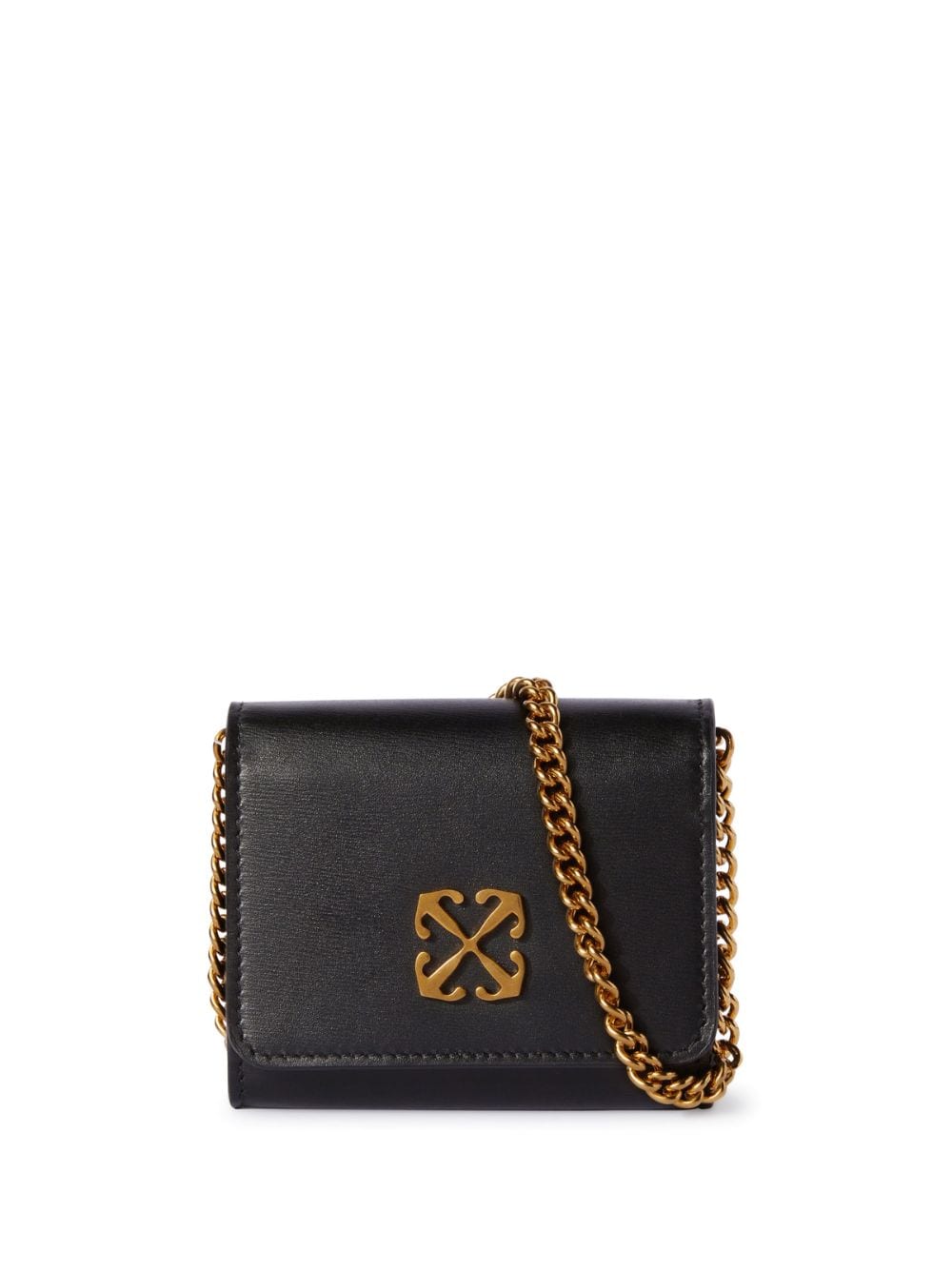 Off-white Jitney Vanity Leather Chain Wallet In Black