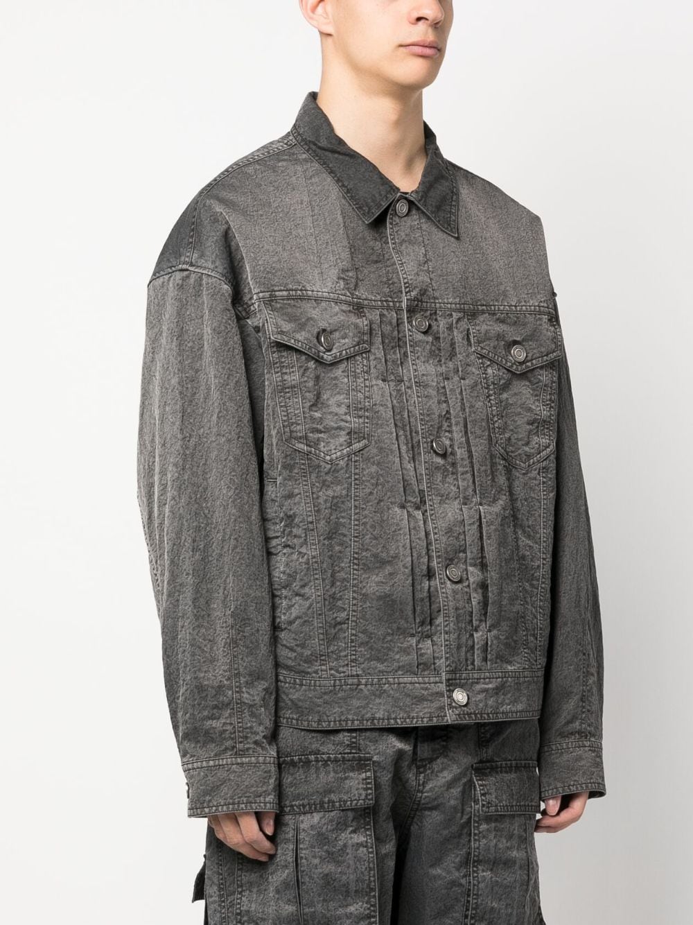 Shop Juunj Dark-wash Denim Jacket In Grey