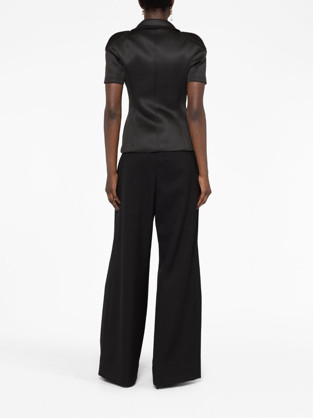 Shop Coperni Cup Short-sleeve Padded Blazer In Black