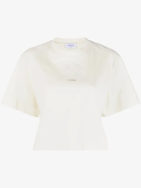 Off-White Arrows-motif embellished cropped T-shirt
