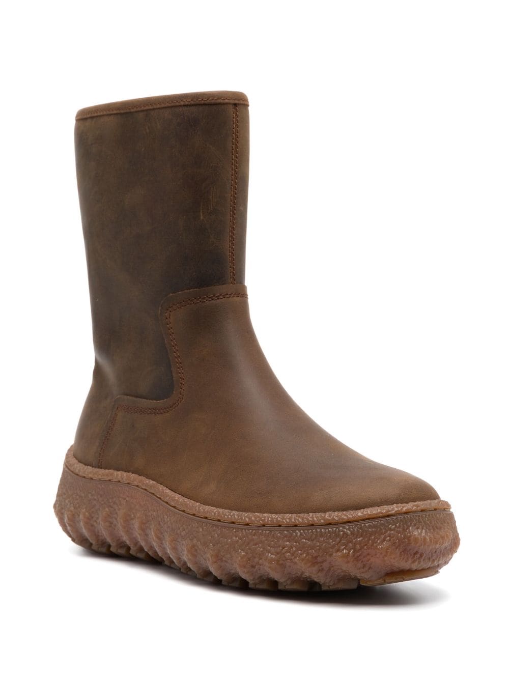Shop Camper Ground Calf-length Flat Boots In Brown