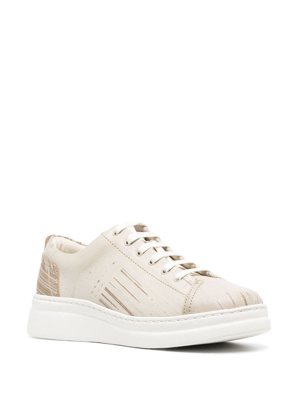 Shop Camper Abstract-pattern Lace-up Sneakers In Neutrals