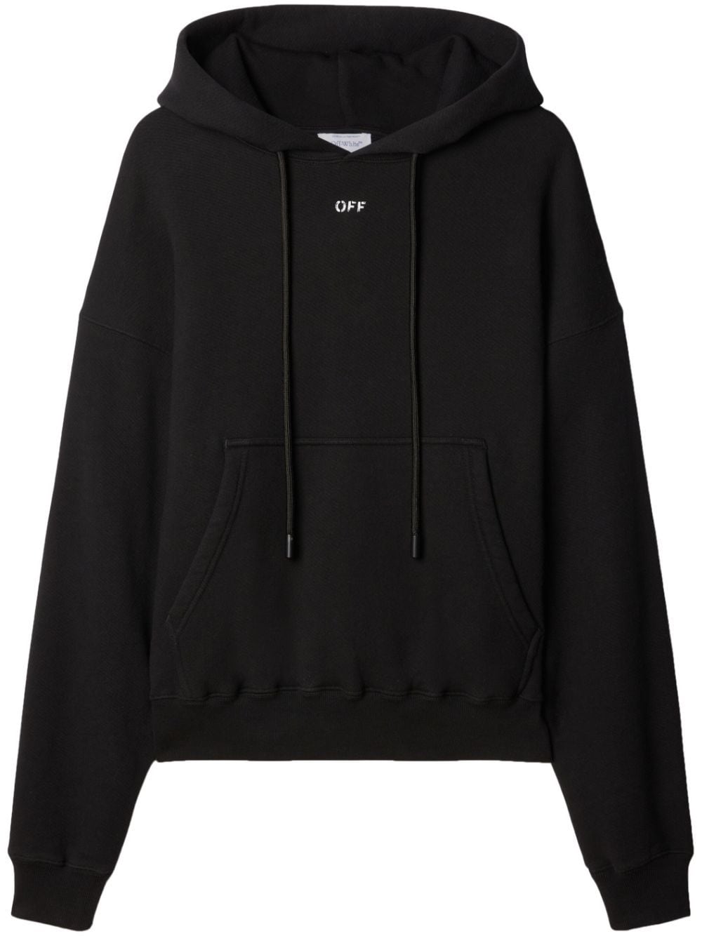 Off-white Off Stamp Cotton Hoodie In Black