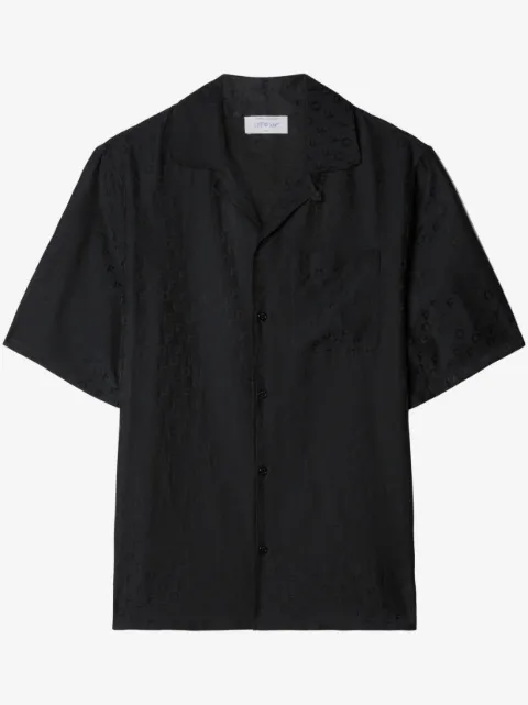 Off-White logo-jacquard camp-collar shirt