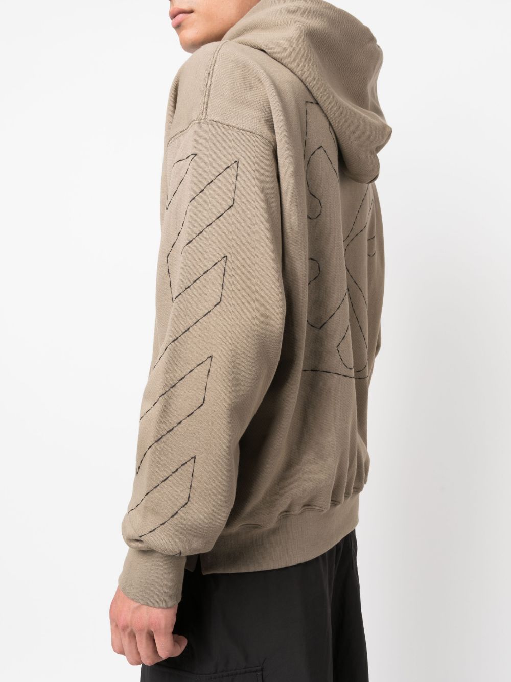 Shop Off-white Off Stitch Cotton Hoodie In Neutrals