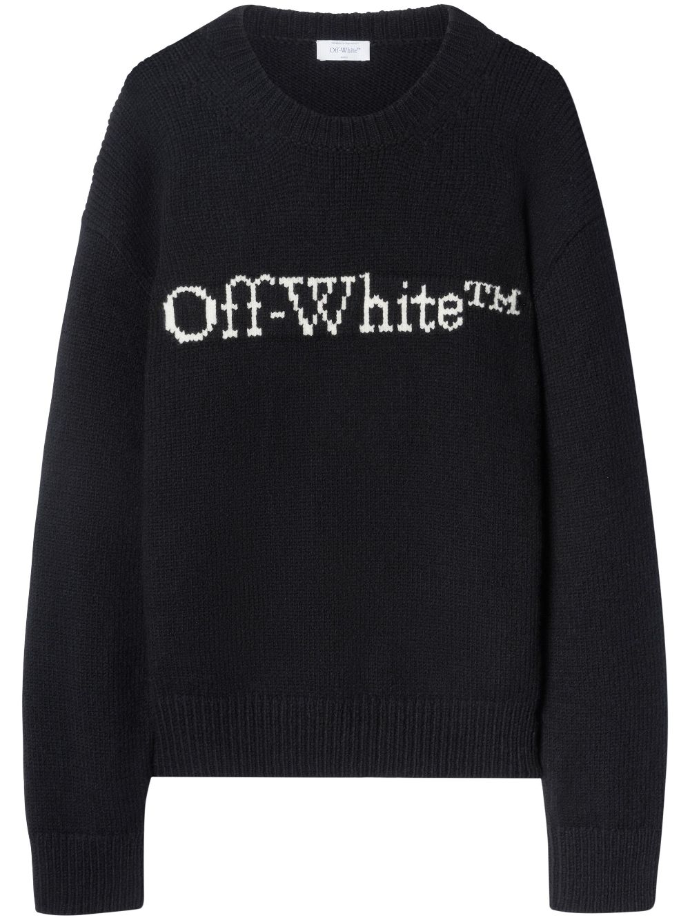 Shop Off-white Logo-intarsia Wool Jumper In Black