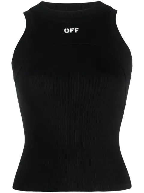 Off-White camiseta tejida de canalé con logo estampado