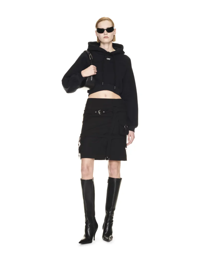 OFF STAMP ROUND CROP HOODIE 