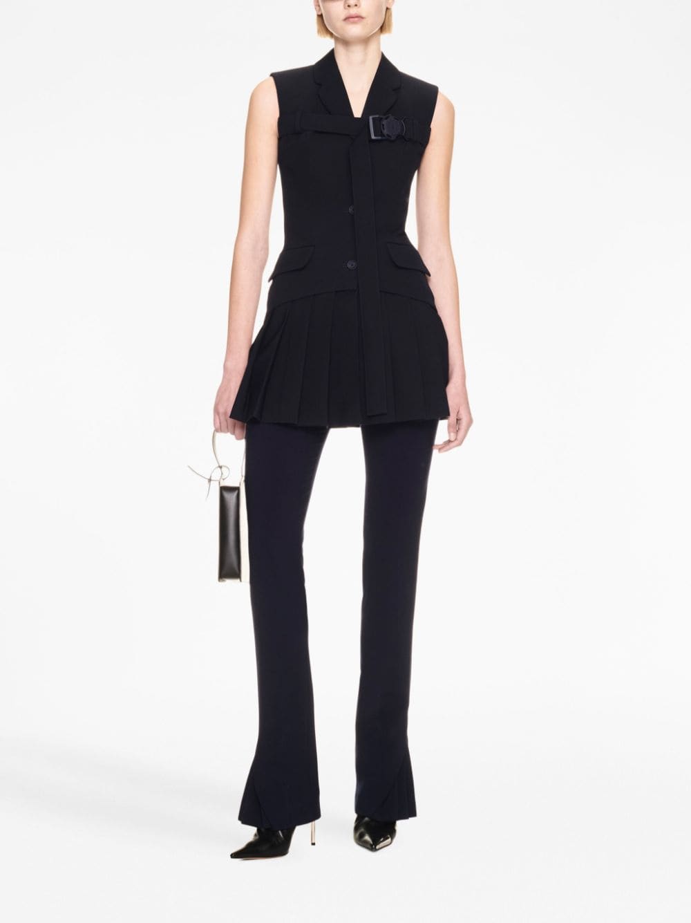 Shop Off-white Buckle-detail Sleeveless Blazer Dress In Black