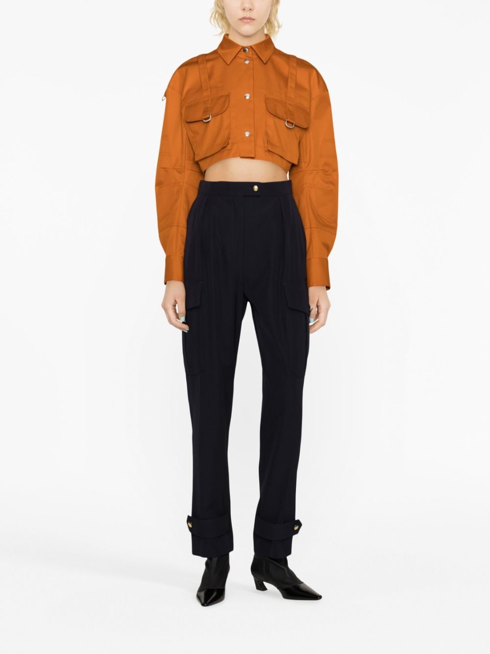 Image 2 of Off-White Co Cargo cropped cotton shirt