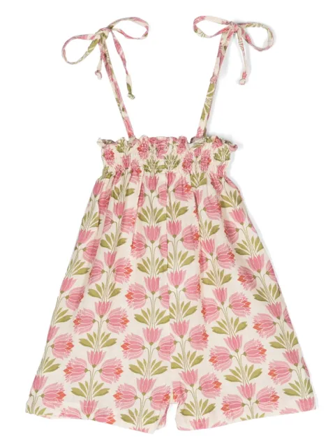 Babe And Tess floral-motif linen dungarees 