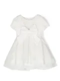 Lapin House oversize-bow flared dress - White